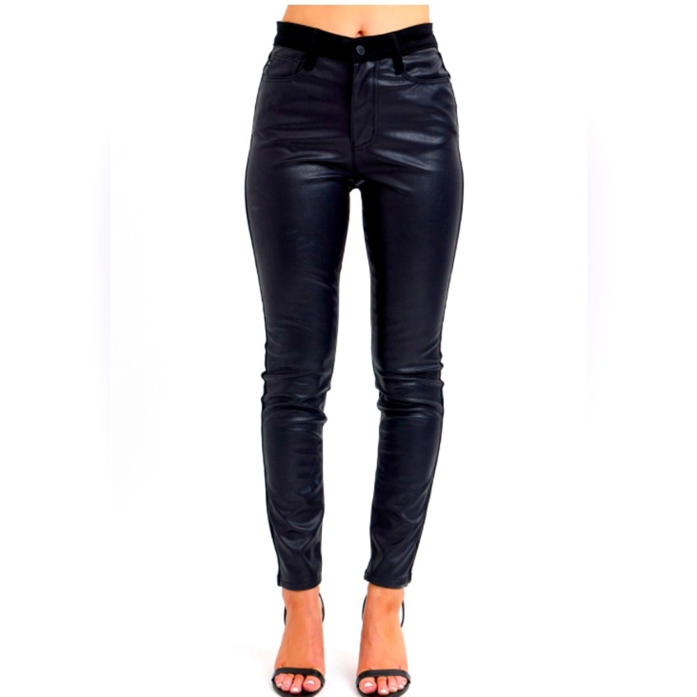 NWT Judy Blue HW Faux Leather & Denim Skinny